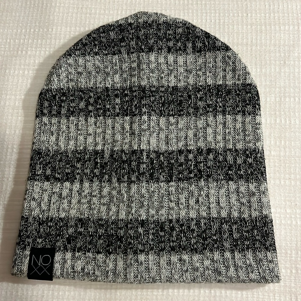 NOXX Grey & Black Striped Knit Beanie